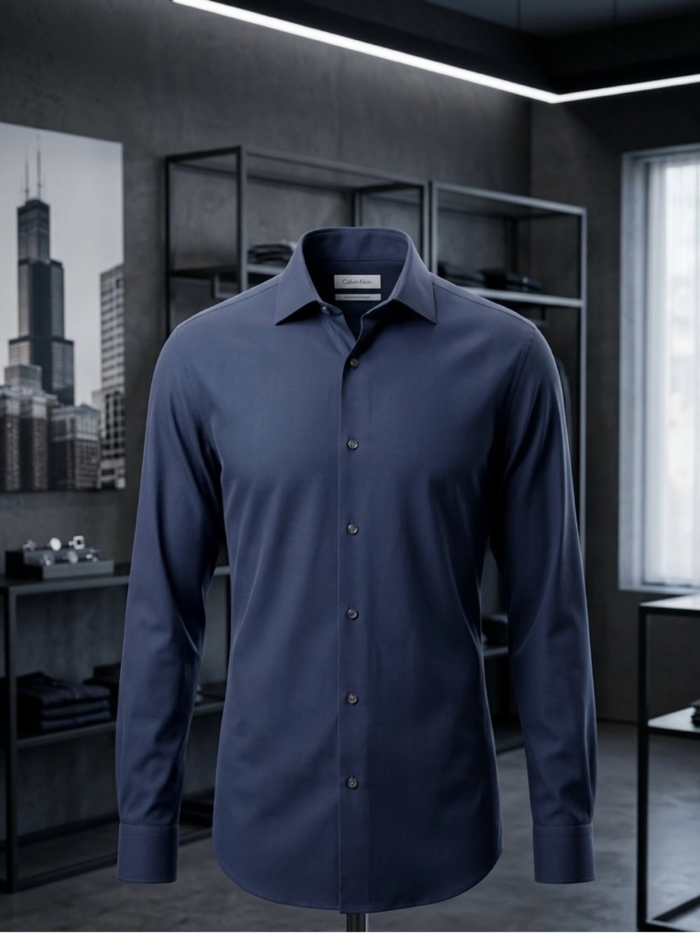 Navy‎ Slim Fit Dress Shirt NWT | Modern Minimalist Professional 17.5 38/39